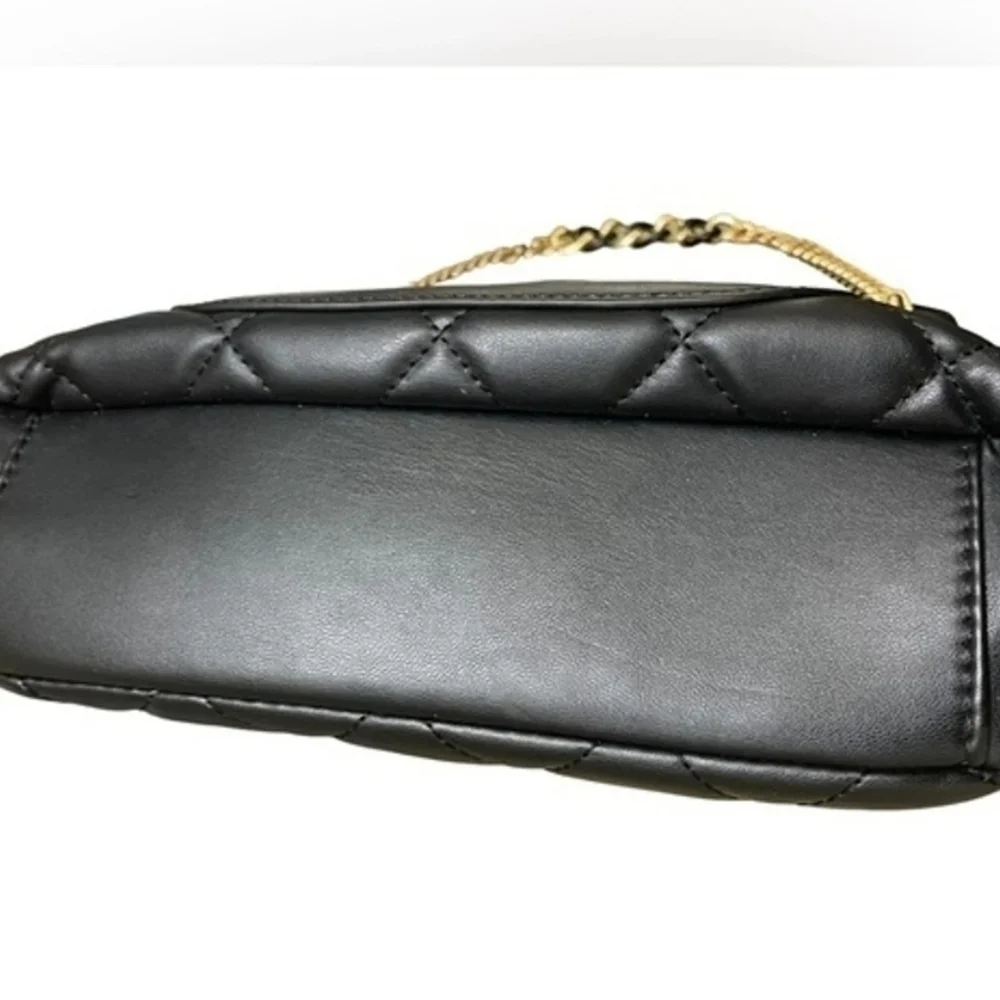 Badgley Mischka Handbag Women's Black Leather Quilted Studs Crossbody Bag